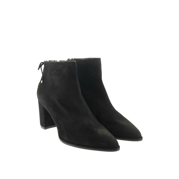 NWOB Stuart Weitzman Gardiner Suede Heeled Ankle Booties in Black Size 9.5 - Picture 1 of 14